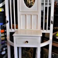1920s White painted Oak hall stand - Sold for $35 - 2019