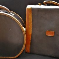 2 x 1920s leather banded and internally fitted hat boxes - Sold for $68 - 2019