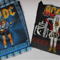 2 x Large vintage ACDC sew-on badges incl  'Who Made Who' and 'Flick of The Switch' - Sold for $37 - 2019