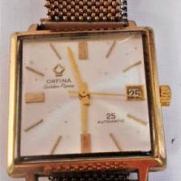 c1970's Orfina 'Golden Flame' automatic men's watch gold coloured case and stretch band - Sold for $62 - 2019