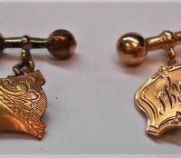 2 x Pairs of Cufflinks  gold plated and 9ct gold set c1910 - Sold for $62 - 2019