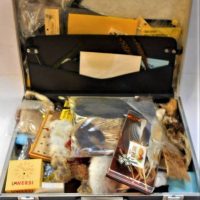 Suitcase of Fly fishing fly tying materials including feathers, skins, fur, Rabbits head skin etc - Sold for $37 - 2019