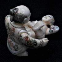 Vintage Carved IVORY Erotic Couple Figure - 2 piece, signed to male foot - 5cm L - Sold for $273 - 2019