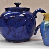 2 x pieces vintage Australian pottery incl Bendigo Waverley Ware teapot (af lid) and Remued - shape 19 vase - Sold for $31 - 2019