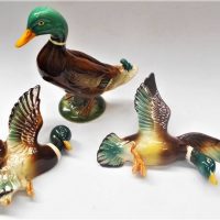 3 x pieces vintage ceramic 'Duck' figurines incl pair wall plaques,  etc - Sold for $37 - 2019