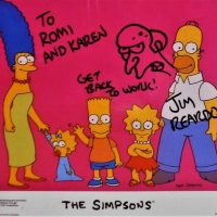 Framed 'The Simpsons' print signed by director Jim Reardon with caricature of Monty Burns and Get back to work - Sold for $37 - 2019