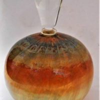 Modern Australian art glass - Tony Trivettt coloured glass perfume bottle with dabber - Sold for $43 - 2019