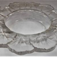 Vintage Lalique glass bowl with floral edge - makers details to base, approx 22cm diam - Sold for $186 - 2019