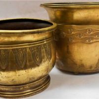 2 x Brass Jardinires one with Successionist design - Sold for $35 - 2019