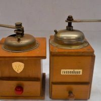 2 x Vintage Italian Beech hand mill coffee grinders - Sold for $37 - 2019