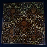 Group of 5 Victorian tiles Brown and cream  floral decoration - Sold for $37 - 2019