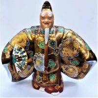 Japanese Kutani Porcelain Standing figure in Kimono with gilt  and enamel decoration 27cm tall - signed to base with impressed mark - Sold for $75 - 2019