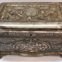 c1900 EPBM Jewellery casket decorated with swags bows and Putee - Sold for $93 - 2019
