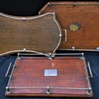 3 x 1920s wood and chrome drinks trays - Sold for $56 - 2019