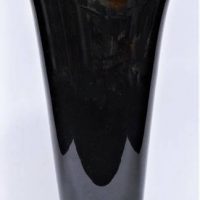 Australian Laurel Kohut Studio Glass vase - Blue black flared form, folded rim with ball - approx 24cm H - Sold for $124 - 2019