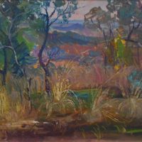 Framed HARALD HANSEN VIKE (1906 - 1987) Oil Painting on Board - SUMMER, WARRANDYTE - Signed lower right, titled verso - 445x59cm - Sold for $348 - 2019
