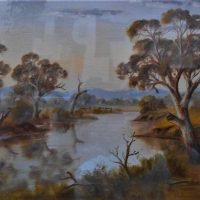 Framed JFNORTON (Australian, Active c18901920) Oil Painting - RIVER SCENE - Signed lower right - 245x35cm - Sold for $43 - 2019