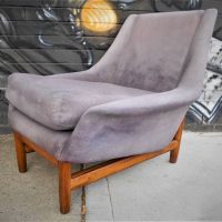 Mid-Century Modern FLER armchair with teak base and woven fabric - Sold for $37 - 2019