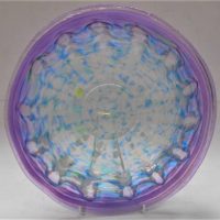 Vintage Johnathan Westacott Australian Art Glass bowl  - purple white and blue 31cm in diameter - Sold for $75 - 2019