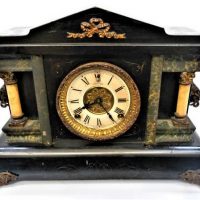 c1900 Sessions (USA)  Mantle clock-  faux slate case - Sold for $75 - 2019