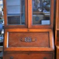 c1930's Art Deco timber secretaire with glazed bookshelf - Sold for $93 - 2019