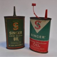 2 x vintage Singer sewing machines Oil tins (3 fl Ozs) - Sold for $50 - 2019