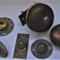 Group of Brass and victorian Door bells including mechanical alarm and push button - Sold for $56 - 2019