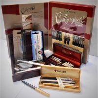 Group of Stationery including Sheaffer Calligraphy set, Parker pens etc - Sold for $68 - 2019