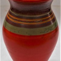 Njalikwa Chongwe modern Australian Pottery raku fired vase - special red and other coloured glaze - 25cm - Sold for $50 - 2019
