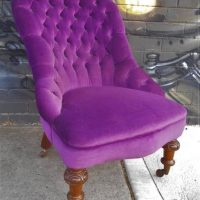 Victorian ladies chair with purple button upholstery - Sold for $56 - 2019