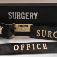 Group lot - Vintage Wooden & Plastic SURGERY & Office Signs - Sold for $35 - 2019
