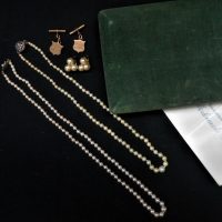 Group lot vintage jewellery incl Mikimoto pearl case, 2 x strands of pearls with Marcasite clasps, pair pearl earrings, small gplated ladies stud Pair - Sold for $62 - 2019