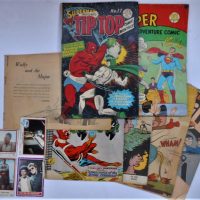 Group of vintage comics including Super adventure comic No 25 and Superman presents  Tip Top Comic Monthly, bluey and curly, Wally and the Major etc - Sold for $35 - 2019