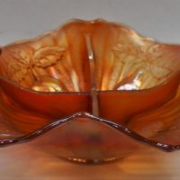 Vintage Fenton Marigold carnival glass sectioned bon bon dish with apple and pear raised decoration - Sold for $37 - 2019