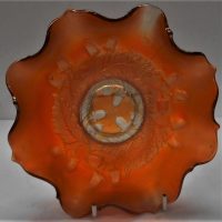 Vintage Marigold carnival glass acorn nappy bowl with frilly edge 9cm diameter - Sold for $37 - 2019