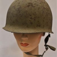 WW2 Australian M1 steel Helmet with fiberglass Liner - marked  cat no 8415 - Sold for $118 - 2019