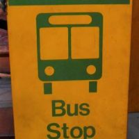 c1980's THE MET double sided enamelled metal bus stop sign with flange - Sold for $93 - 2019