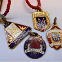 4 x Vintage M C C Enamelled membership medallions - 193435, 5253, 5455 & 5758 - Sold for $149 - 2019