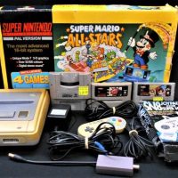 Boxed Super Nintendo NES 'Super Mario - All Stars' game console, accessories and games - Spiderman and NBA Jam, Donkey Kong plus Gameboy adaptor cartr - Sold for $174 - 2019