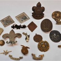 Group lot assorted vintage tin, brass and other scouts badges, mostly 192030's incl Croatia, Hungarian, German, Bulgarian, etc - Sold for $124 - 2019