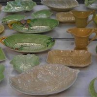 Large group lot Carlton Ware, English pretty china incl sandwich plates, 'Leaf'  plates, etc - Sold for $37 - 2019