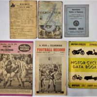 Small group lot vintage blokey ephemera incl Holden HKHT Mechanics Guide, MotorCycle Data Book, 1970's VFL Football records, etc - Sold for $50 - 2019