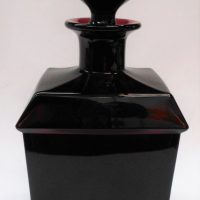 1970's Heavy vintage art glass deep pink square shaped glass Decanter - Sold for $43 - 2019