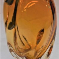 1970's Italian art Murano glass vase - yellow, heavy with twisted base - Sold for $43 - 2019