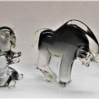 2 x Retro MCM Italian MURANO Art Glass Animals - BULL & FISHY - all Clear & smoked colours, fab cond - Sold for $62 - 2019
