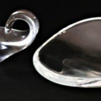 2 x pieces Mid Century Modern free form clear Art glass dishes - largest 35cm across - Sold for $35 - 2019
