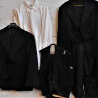 Group lot -  gent's vintage formal clothing inc, tails suit, tuxedo, dress shirt, dickies, bow ties, etc - Sold for $43 - 2019