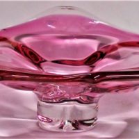 Large Retro c1970's Italian MURANO Art Glass centrepiece Bowl - Clear & Pink colours - 30cm Diam - Sold for $56 - 2019