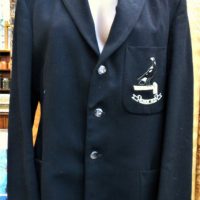 Vintage Collingwood Magpies officials blazer with 'Floreat Pica' slogan & embroidered magpie n breast pocket, with black and white stripes across pock - Sold for $50 - 2019