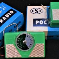 2 x boxed vintage Japan  EST green Eastern Pocket Radios - ModelER-57 - Sold for $43 - 2019